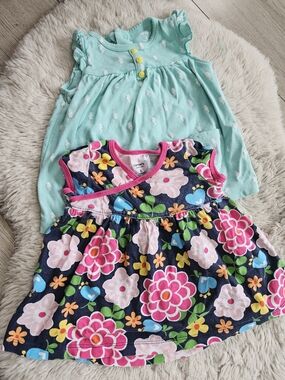 Carter's Baby Girl Summer Set 6M Floral Dress and Seahorse Jumper Romper